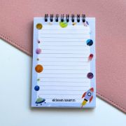 Açık Mavi Uzaylı Defter İsme Özel Karne Hediyesi resmi